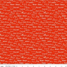 By The YARD Christmas Text On Red Riley Blake 3.99 Ships ANY Amount Of Fabric