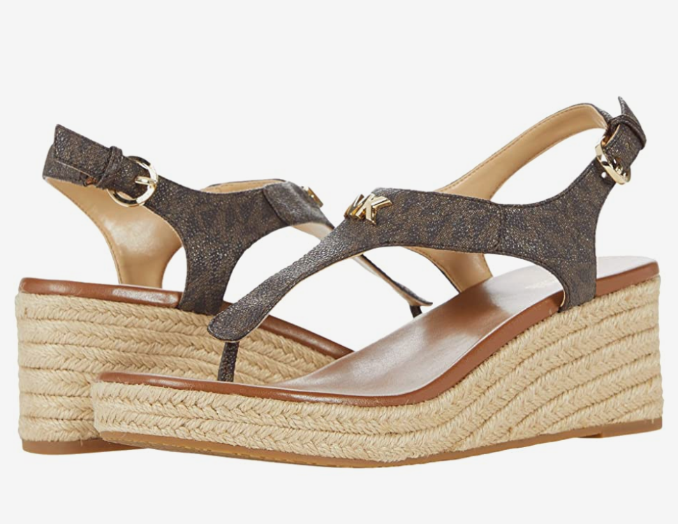 MICHAEL KORS Laney Espadrille Thongs Jute Wedge Sandals MK