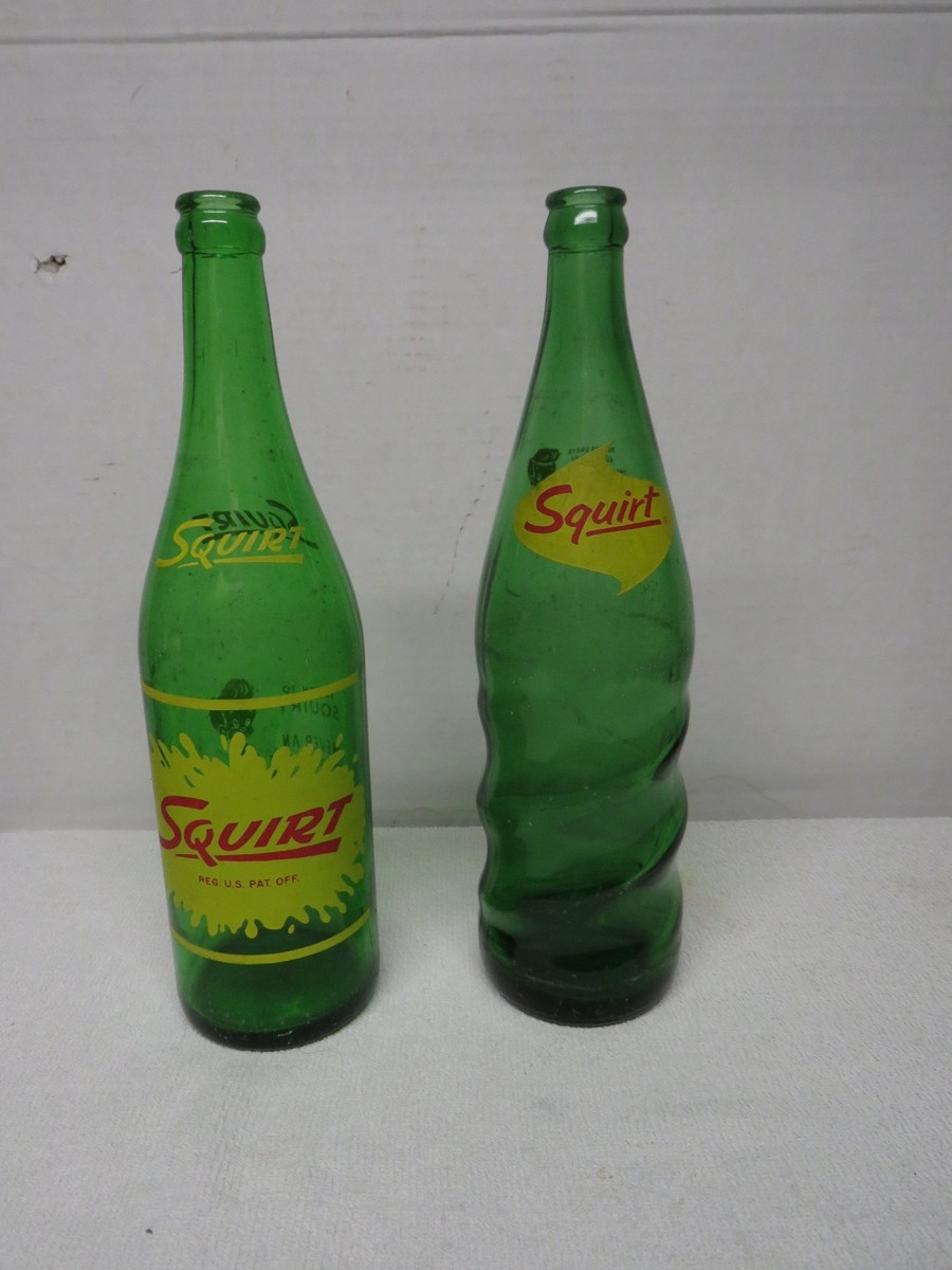 2 Vintage SQUIRT 28 & 24 Ounce Never An After-Thirst Soda Pop