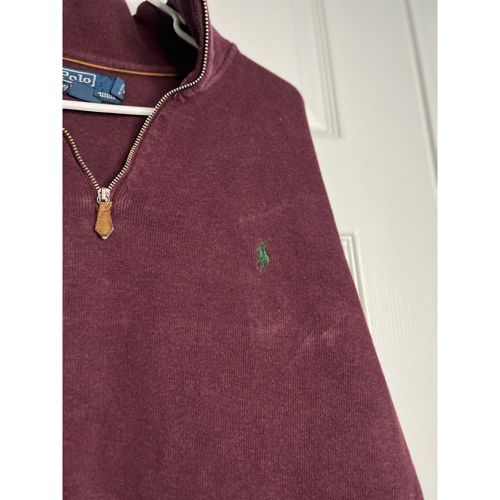 Polo By Ralph Lauren Pony Burgundy maglione felpa quarto di zip uomo taglia: XL