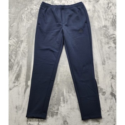Adidas Pants Mens L Navy Blue Jogger Sweatpants Zip Ankle Athletic Fleece Lined