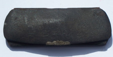 Vintage Antique Wire Rim Eye Glass Black Leather Case Purple Velvet Lining