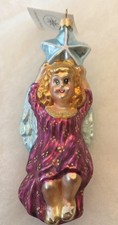 1996 Christopher Radko Catch A Falling Star Ornament Glass Angel 6”, Mint