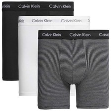 Image of Calvin Klein Cotton Stretch 3 Pack Boxer Briefs - White / B&W Stripe / Black