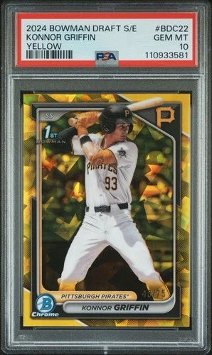 2024 Bowman Draft Konnor Griffin Yellow Sapphire /75 PSA 10 Top Prospect