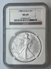 1988 American Silver Eagle $1 MS69 NGC