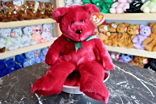 TY Beanie Buddy - Teddy the Bear (Cranberry) | MWMT | Vintage | Rare