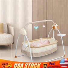 Portable Electric Bluetooth Baby Swing Cradle Bassinet Rocking Crib Infant Bed