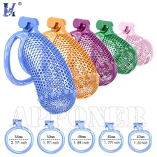 5 Colors Sissy Hollow Breathable Chastity Cage with 5 Rings CB Lock Device Male
