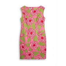 Talbots Sheath Dress Womens 10 Pink Green Floral Sleeveless Cotton