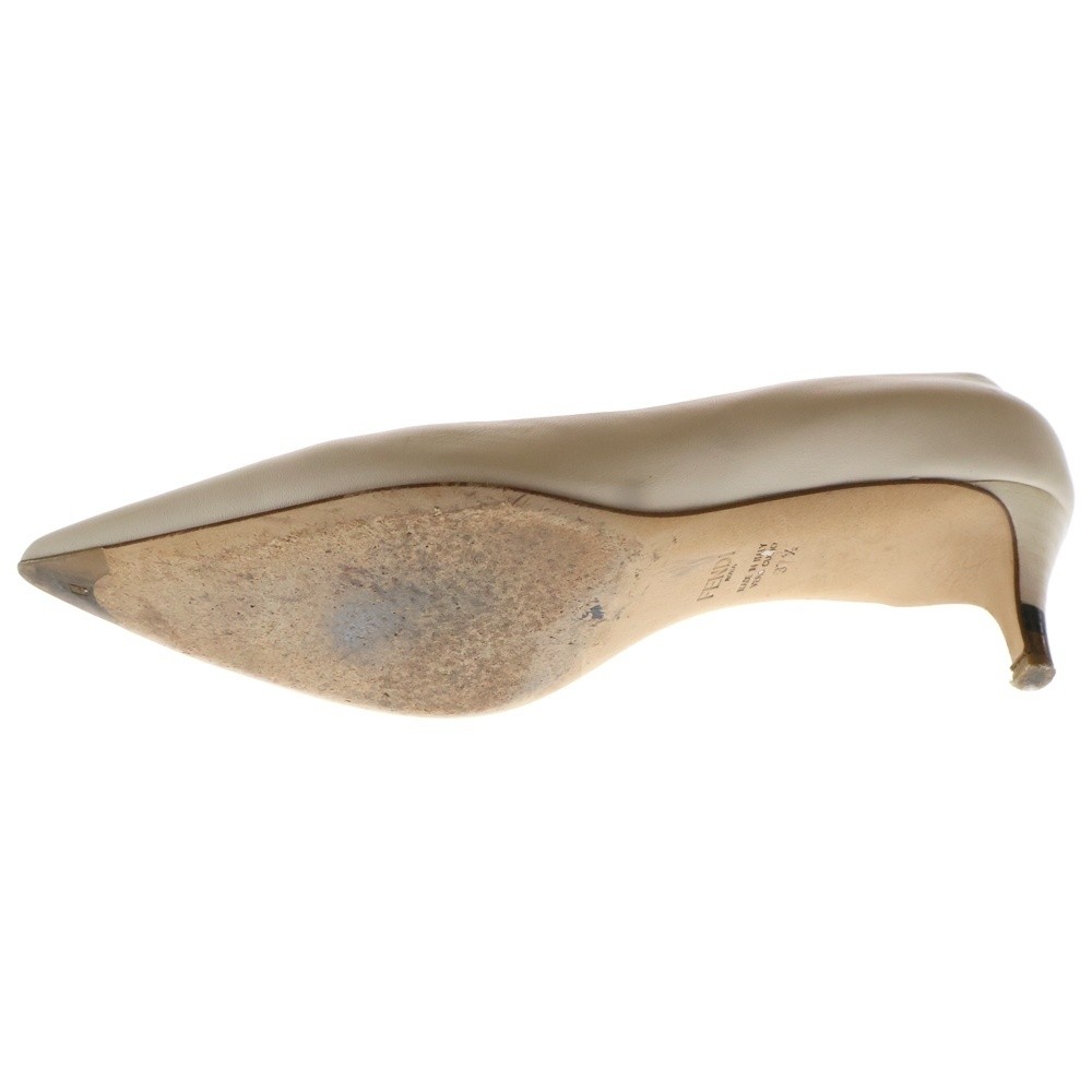Fendi Pointed Toe Leather Heel Pumps Shoes Beige Women'S thumbnail 5