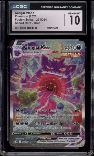 Gengar VMAX Alternate Art Secret Rare CGC 10 Fusion Strike 271/264 Holo Pokémon
