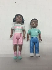 Playskool Victorian Dollhouse African American AA Sibling Set Rare! Girl Boy