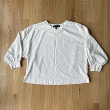 Banana Republic Womens White Crewneck Boxy oversized crop Sweatshirt Size XS