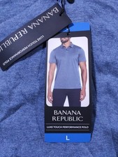 Banana Republic Shirt Mens Large Blue Polo Luxe Touch Performance Cotton