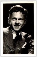 Mickey Rooney Portrait Postcard RPPC 1930s-40s Salt & Pepper Shaker Trade Note