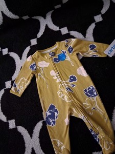 Carter's Newborn Footed Zip One Piece Sleeper, Long Sleeve Floral Yellow