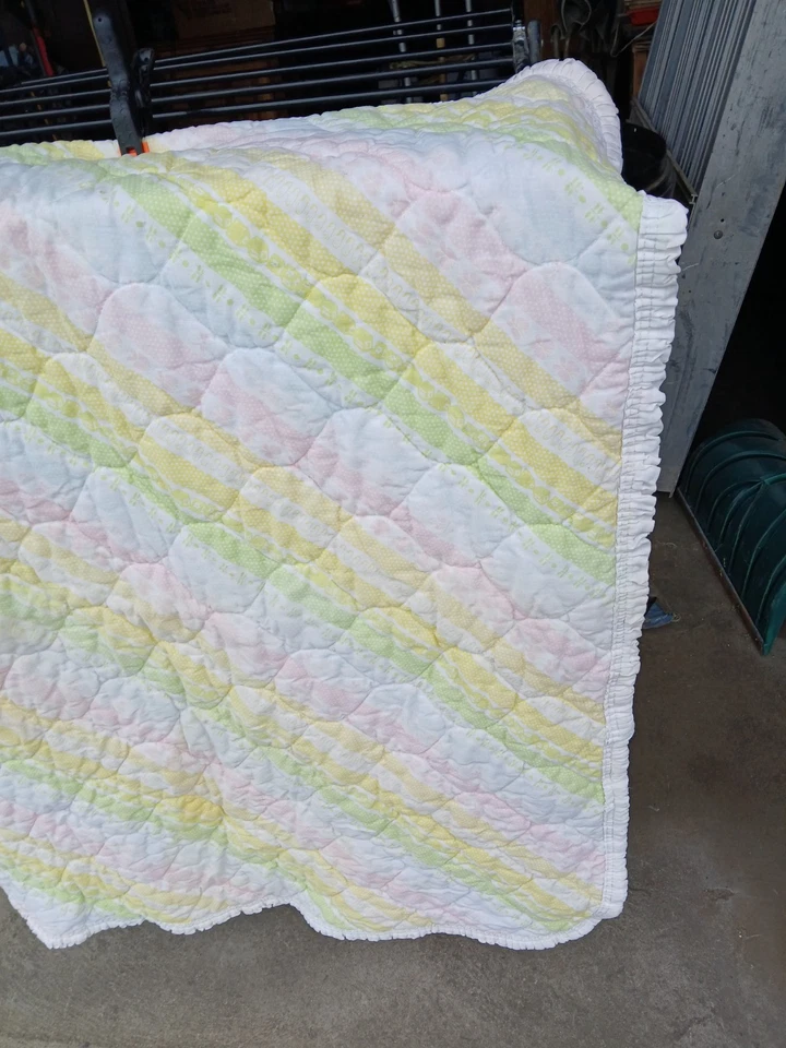 Manta bebé acolchada vintage 40 X33 bloques con diseño de rayas Foto 3 de 4