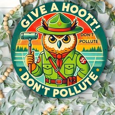 Tin Metal Signs Home D cor 8x8 Vintage-Inspired Aluminum Round Wall Art, Woodsy