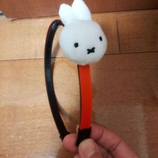 Miffy Hairband Bunny Ears Black Red Plush Plastic Used