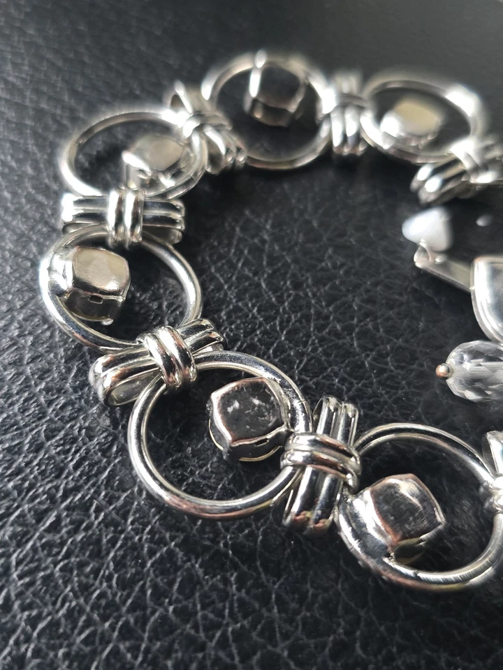 Brazalete de cristal de Swarovski tono plata mariana arco cadena círculos raros aurora  Foto 3 de 4