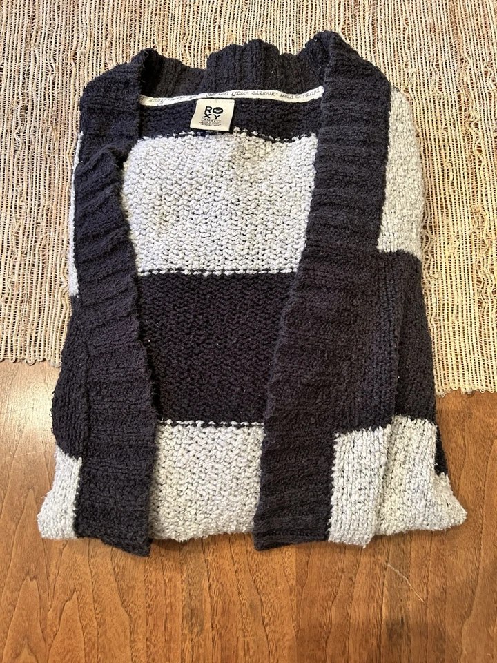 Женский маленький кардиган Roxy свитер черная и белая полоса - Изображение 4 из 4