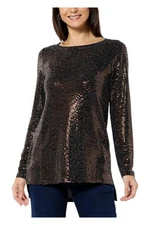 IMAN Global Chic Women's Boat-Neck Tunic w/ Side Slits Copper