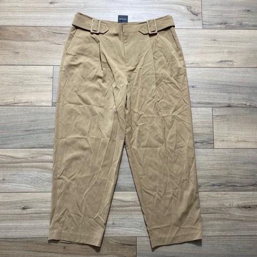 Club Monaco Women's Self Buckle Wool Blend Pants Size 14 Camel