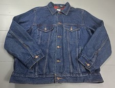 Vintage Generation One Men's Denim Jean Trucker Jacket Buffalo Plaid Lined XL