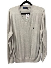 Nautica Mens Navtech V-Neck Sweater Sz Large Grey sweater. NWT