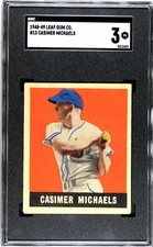 1948 Leaf Gum Co. #13 Casimer Michaels SGC 3 VG Nice Eye Appeal SP Short Print