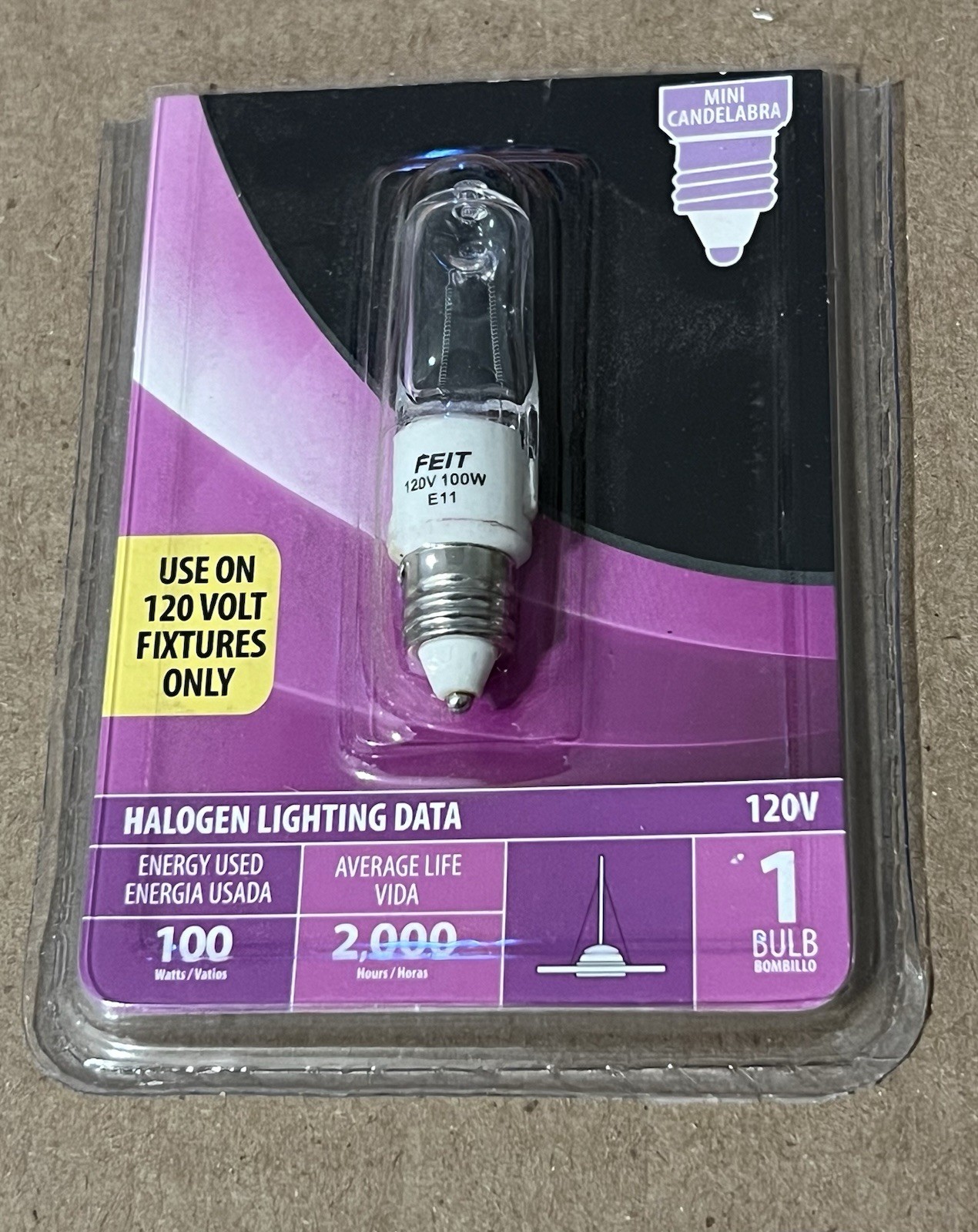 Feit Electric BPQ100CL/MC Bulb Mini Candelabra E11 Clear 120