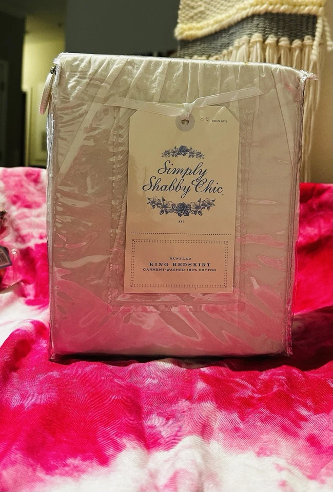 Falda de cama Simply Shabby Chic blanca con volantes KING 100 algodón Foto 4 de 4