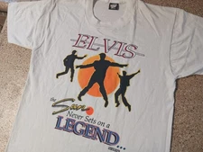 Vintage Elvis T-Shirt "The Sun Never Sets on a Legend" Large Screen Stars 1987