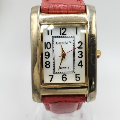 Gossip Quartz Watch Women 26mm Red Second Hand Rectangle New Battery