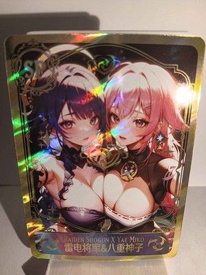 RAIDEN SHOGUN X YAE MIKO GENSHIN IMPACT SP Holographic Art Goddess Story ACG