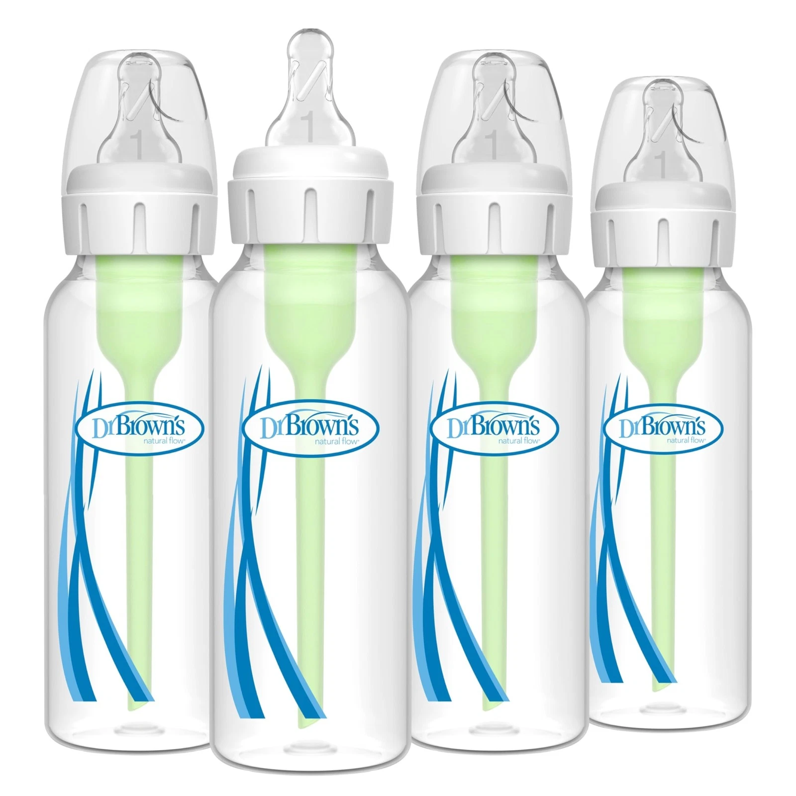 Dr. Brown's Natural Flow Anti-Colic 4 Count (Pack of 1), Clear, 8 oz, 4 Pack