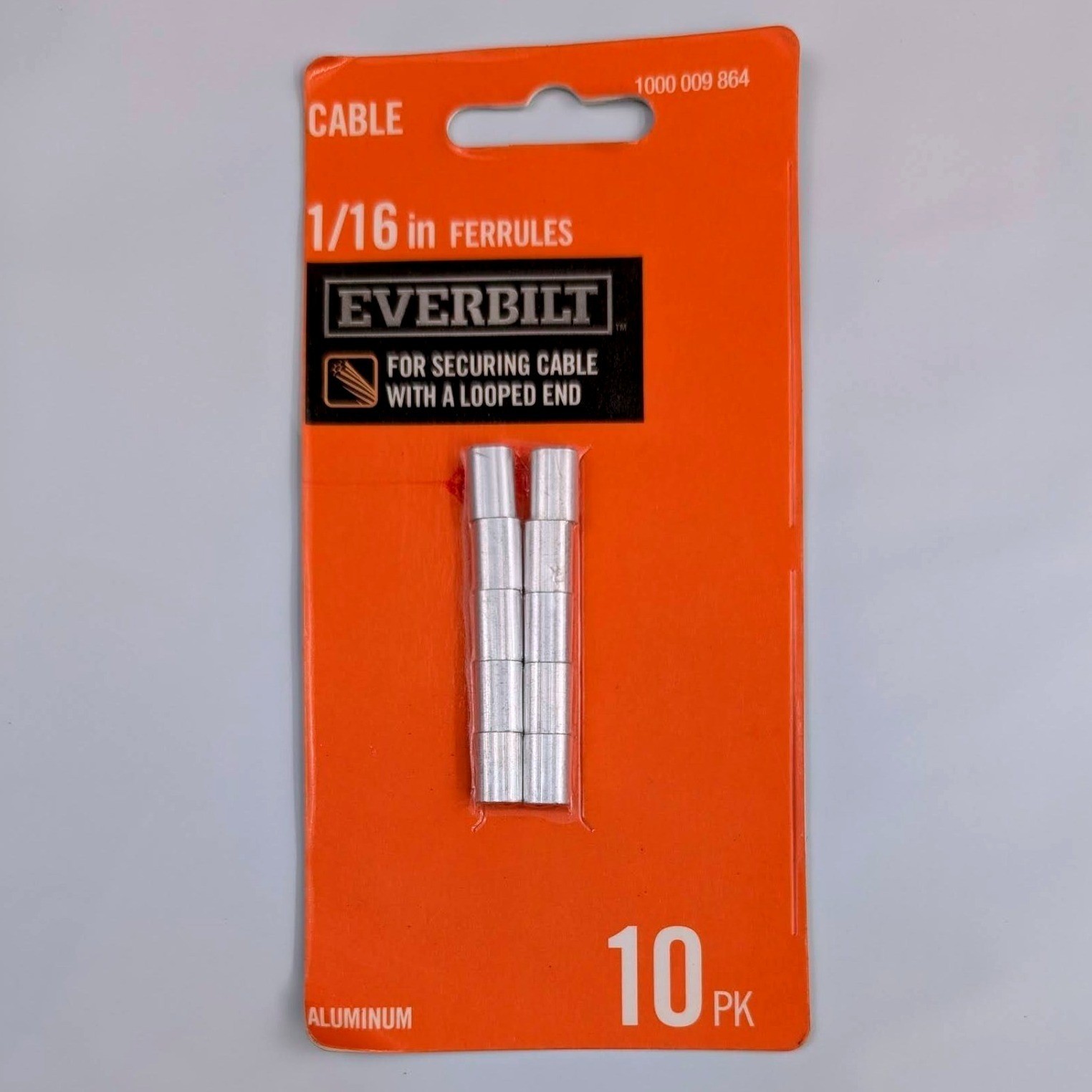 Everbilt 1/16 in Aluminum Cable Ferrules 10 Pack for Securing Cable NIB