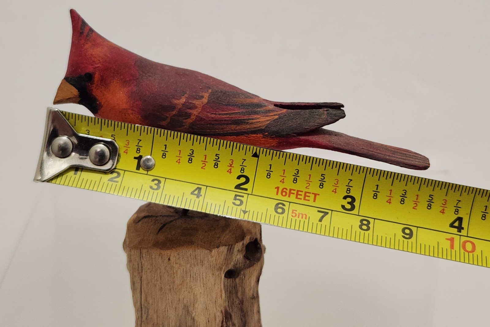 Peter Peltz Small Cardinal Carved Bird Folk Art Wood Decoy Cape Cod