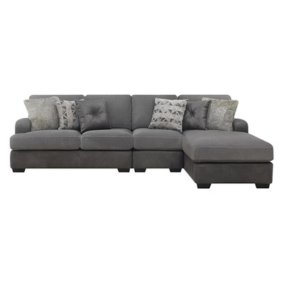 TAMPA - 3PC SECTIONAL - CHAISE - 6 PILLOWS - GRAY