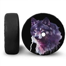 Spare Tire Cover w/ Camera Hole Wolf Design Jeep Wrangler RV SUV 4x4