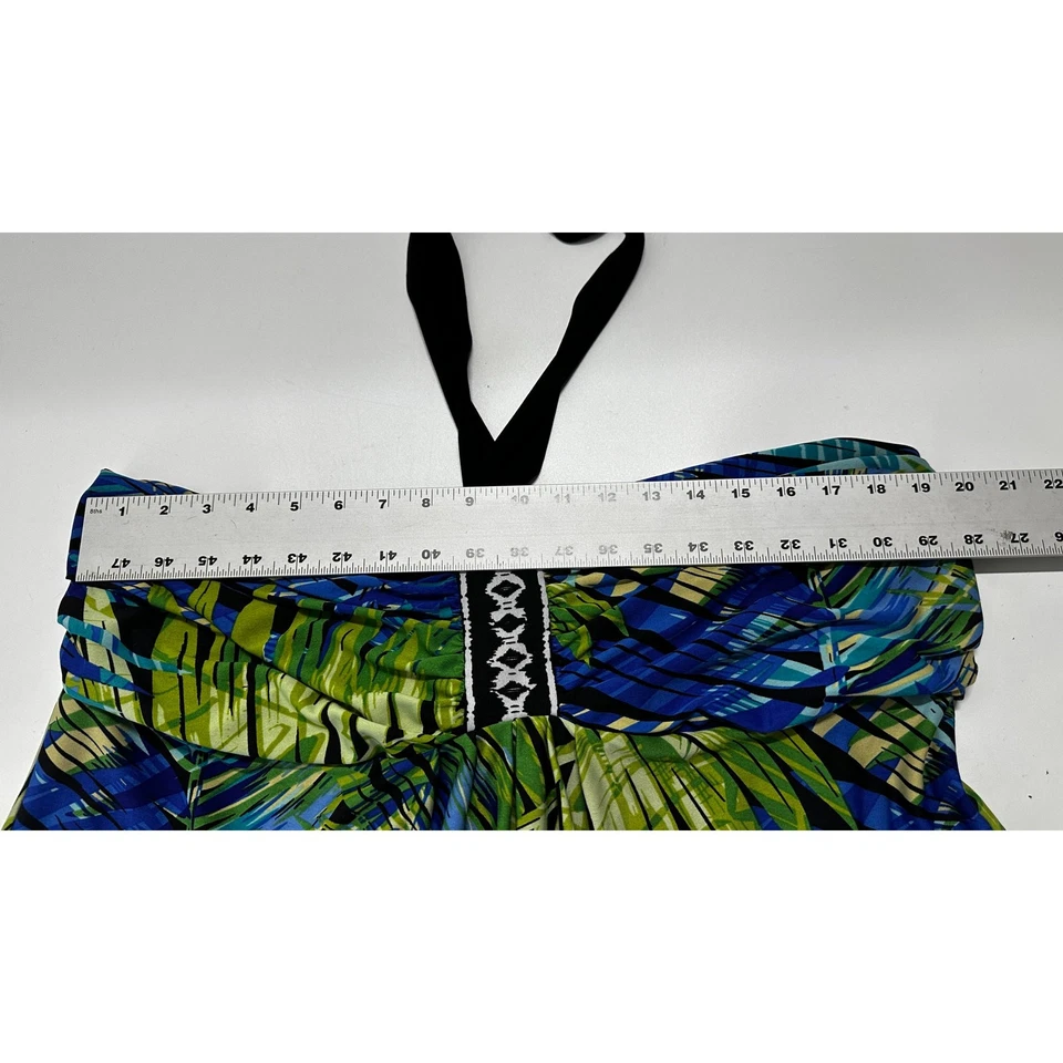 JFW Dress Plus 3X Blue Green Halter Tropical Hawaiian Colorful Beachy Floral - Image 4 of 4