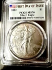 2022 W American Silver Eagle Type 2 US $1 Coin MS70 First Day 1oz. Silver West P