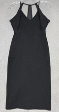 NEW ZARA Woman Cotton Blend Midi Dress Black Size Small