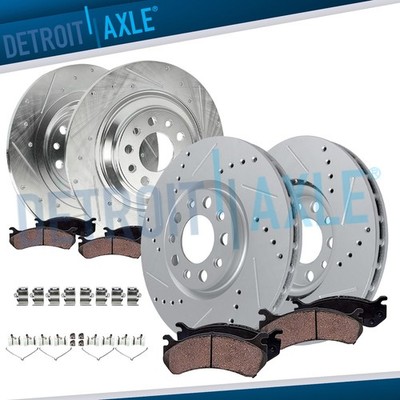 8pc Front Rear DRILLED Rotors Ceramic Brake Pads for 2016 - 2023 Jeep Cherokee