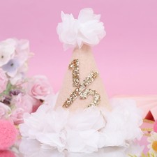White Flower 1/2 Birthday Hat - Baby Girl Half Birthday Decorations,6 Months ...