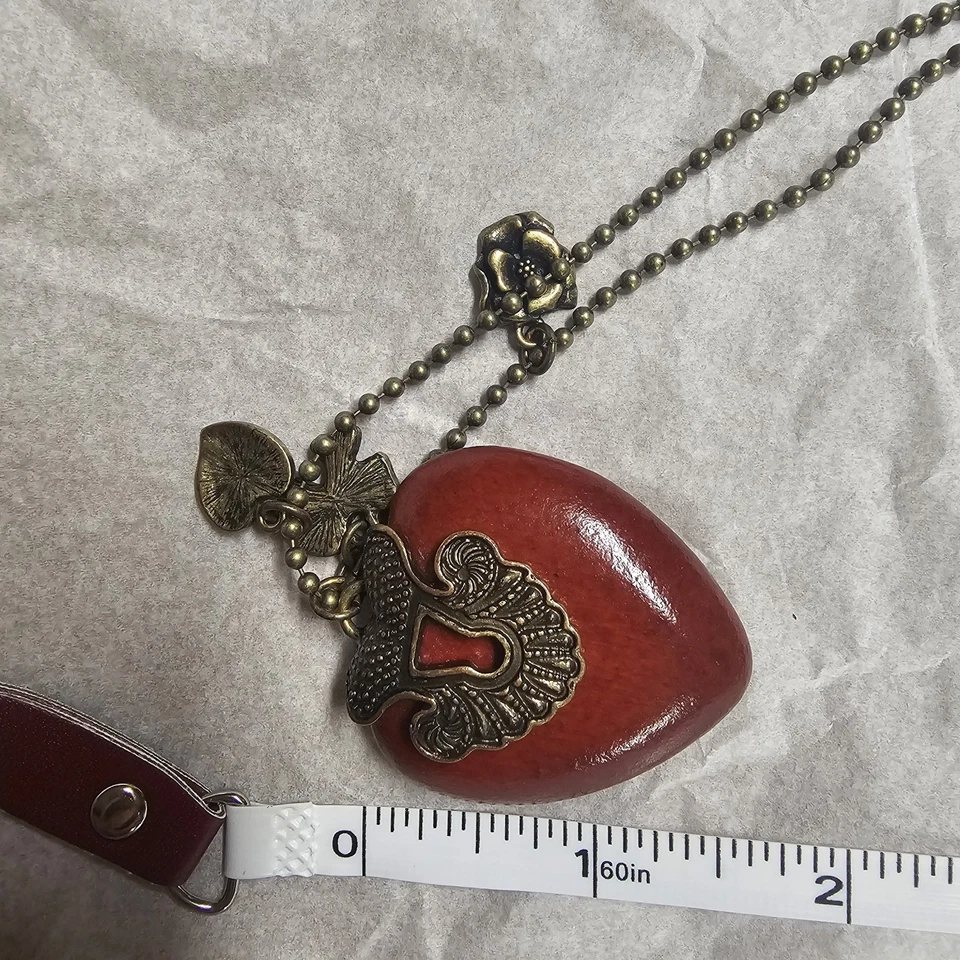 Cookie Lee Madera Corazón Collar Boho Hippie Cadena Colgante Flor Cinta Dijes Foto 3 de 4