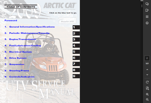 Arctic Cat Prowler XTZ 2009 taller de reparación manual PDF USB - Imagen 2 de 2