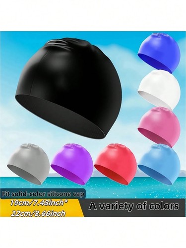 Black Swimming Cap Adult | Ladies Womens mens Pool Swim Hat Waterproof silicone. - Picture 9 of 9