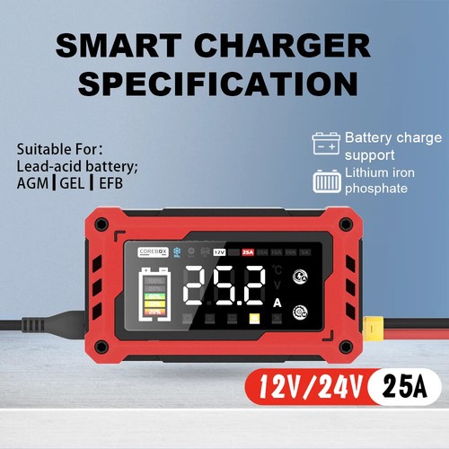 Cargador de Batería de Coche 12V-24V 25A/15A Booster Pantalla Táctil Pulso Reparación Carga - Imagen 3 de 12